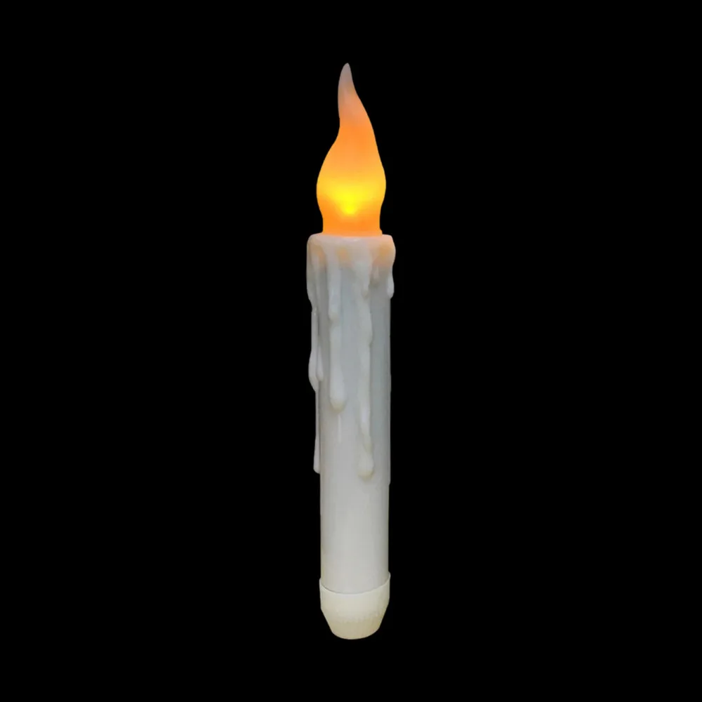 1 шт., светодиодная лампа на батарейках, мерцающая, беспламенная, цвета слоновой кости, конусная свеча, свеча, свадебный стол, 17 см, желтый цвет