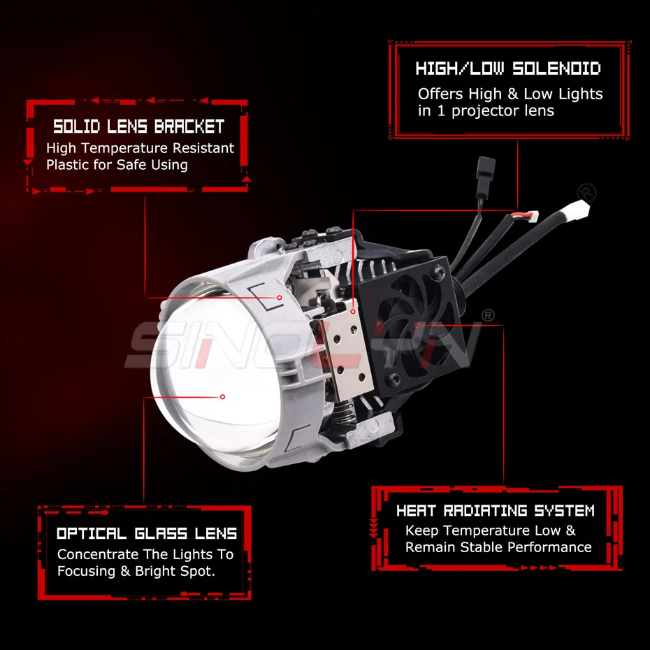 SINOLYN 2,5 ''Bi-светодиодный объектив проектора линзы в головной светильник s H7 H4 H1 9005 9006 светодиодный светильник лампы автомобиля аксессуары модифицированные Стиль" сделай сам"