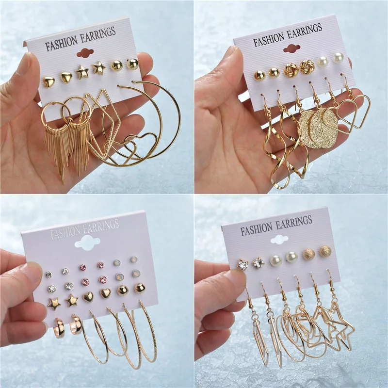 

ZORCVENS Vintage Geometric Acrylic Earrings For Women Gold Color Leaf Heart Flower Statement Earring Brincos Jewelry