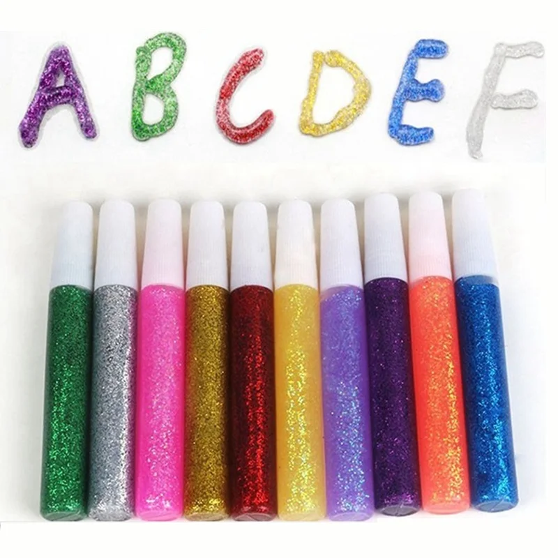 Colored Drawing Glitter Powder Adhesive DIY Paper Flower Crafts Child Paint Pigment Art Super Liquid Glue Pen Student Stationery