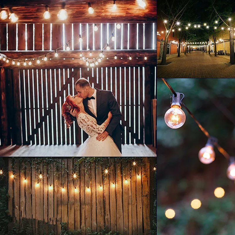 Água ao ar Indoor para o Jardim do Casamento do Feriado do Natal Luzes da Corda Luz da Corda à Prova Levou Guirlanda Solar Filament d' Livre G40 Led 15 Lâmpadas solares