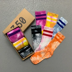 3 Pairs/Box Street Tie-dye Stockings Cotton Harajuku Vortex Fashion Parallel Bar Hip Hop Skateboard Men Women Long Socks Gifts