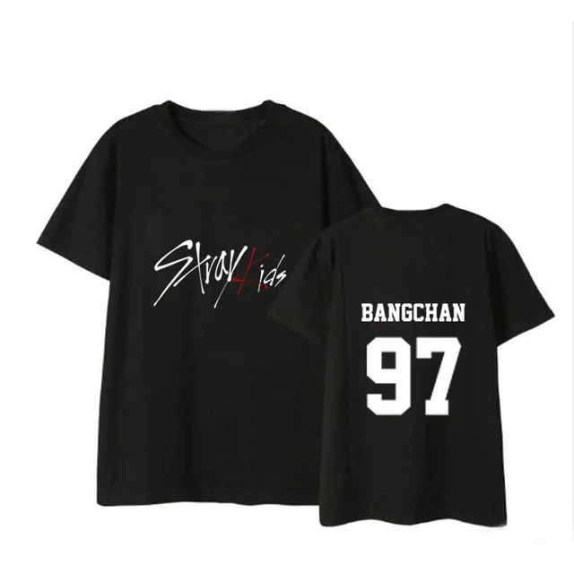 BANGCHANB Straykids/одежда в Корейском стиле; свободная летняя футболка для студентов; Новинка; черно-белая футболка с короткими рукавами для детей - Цвет: BANGCHANB