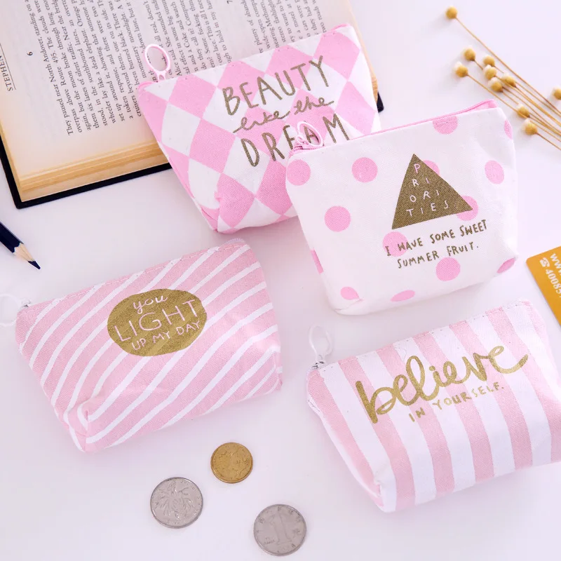 

1PCS Mini Women's Purse Coin Holder Wallet Money Bags Canvas Coin Key Card Wallet Zipper Change Case Purses Holder Small Pouch