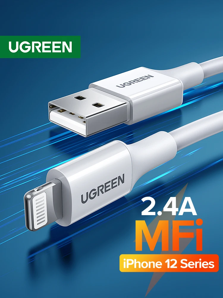 MFi USB кабель Ugreen для iPhone 12 Mini 2 4 А быстрой зарядки и передачи данных Pro Max 11 XR 8