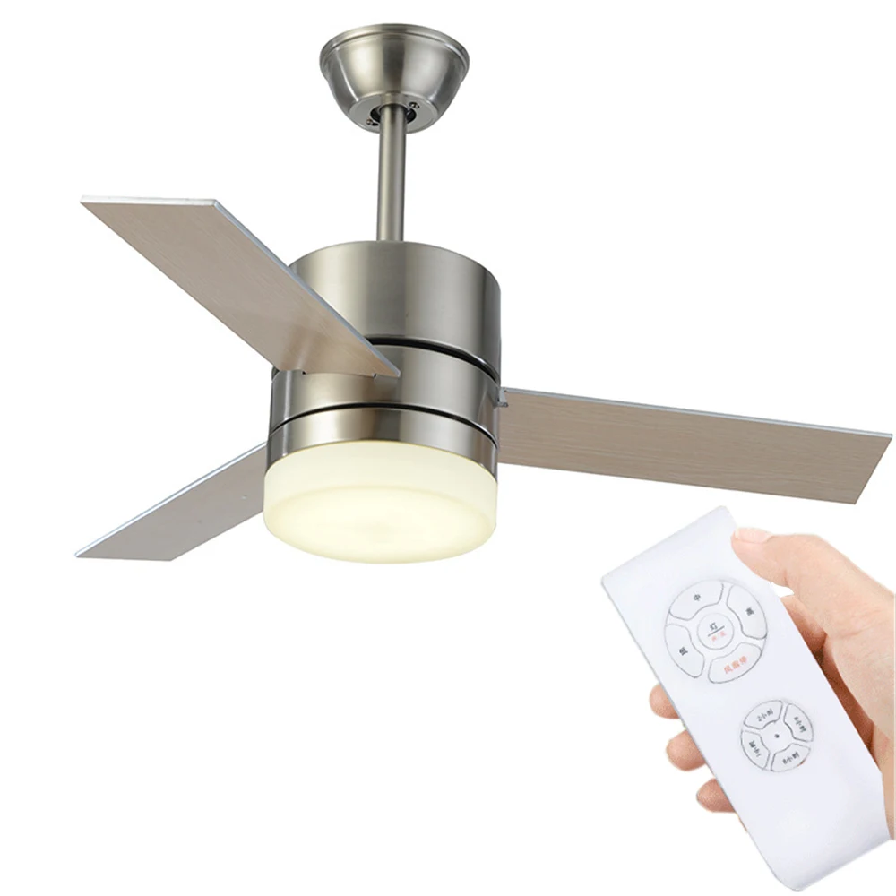

American Simple Ceiling Fan Light Nordic Modern Dinning Room Bedroom Living Room Restaurant Solid LED Wooden Wood Fan Lamp 36 in