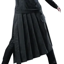 Черная готическая юбка мужская повседневная шикарная Cosutmes Шоу программа танец Ins. Темно-металлическая юбка для косплея Харадзюку