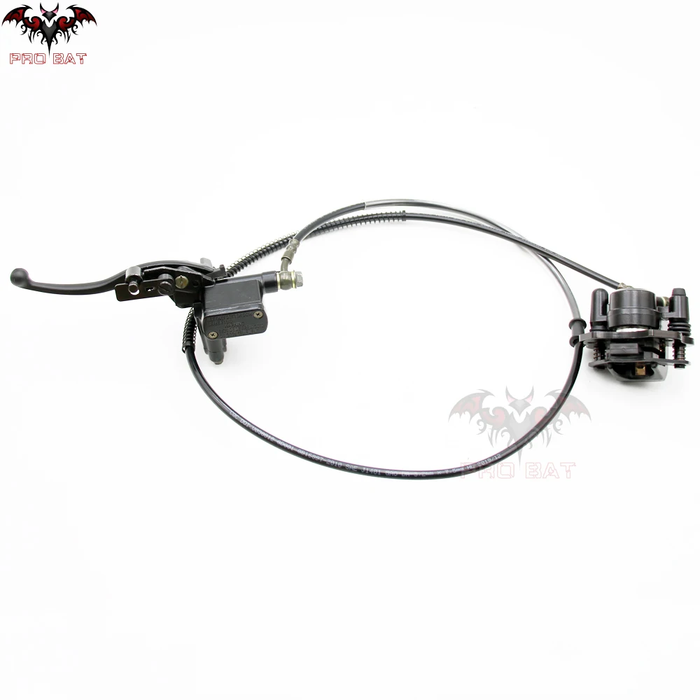 ATV Quad Rear Hand Brake Assembly Master Cylinder Caliper Come with Brake Pads for 50cc 70cc 110cc 125cc 150cc Quad Bike ATV Buggy Rear Hydraulic Disc Brake System Caliper PRO BAT Black