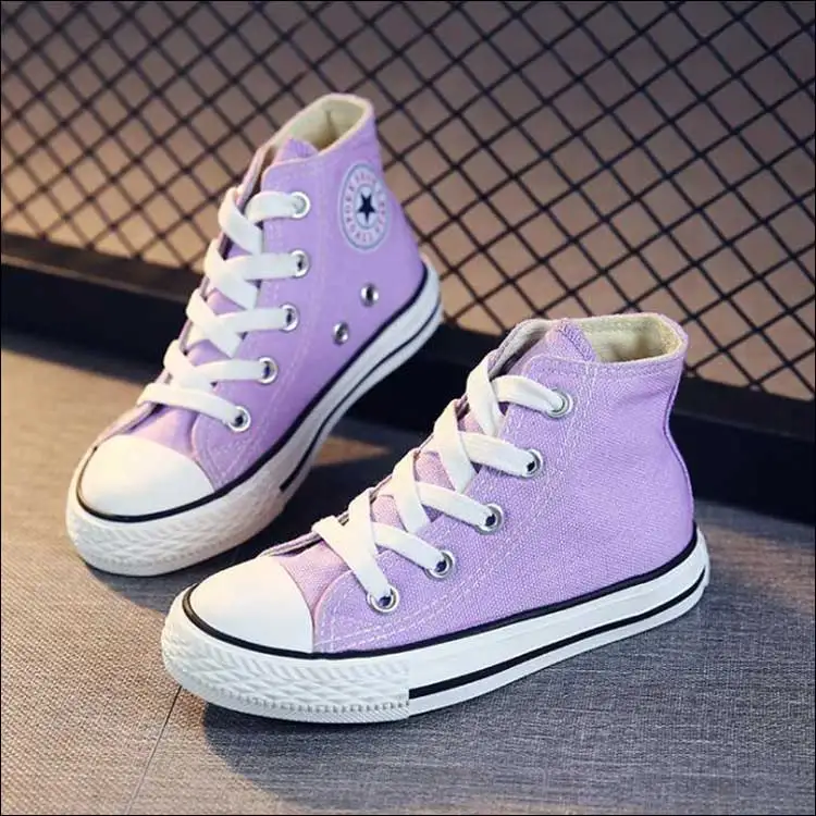Обувь для катания на коньках; детская парусиновая обувь с высоким берцем для девочек; кроссовки для мальчиков; Новинка года; модные бейсбольные ботинки; повседневная детская обувь - Цвет: Light purple