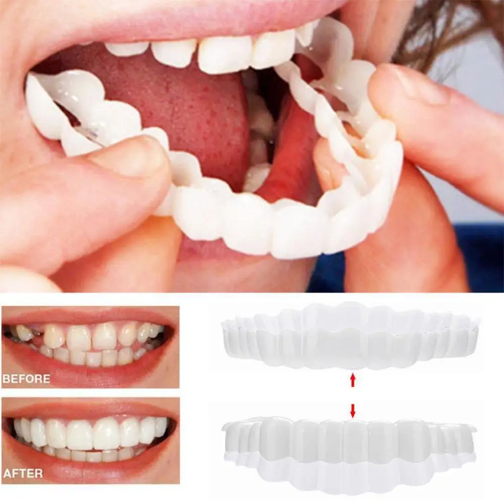 1 Set Smile Denture Cosmetic Teeth Comfortable Veneer Cover Teeth Whitening Snap On Smile Teeth Cosmetic Denture