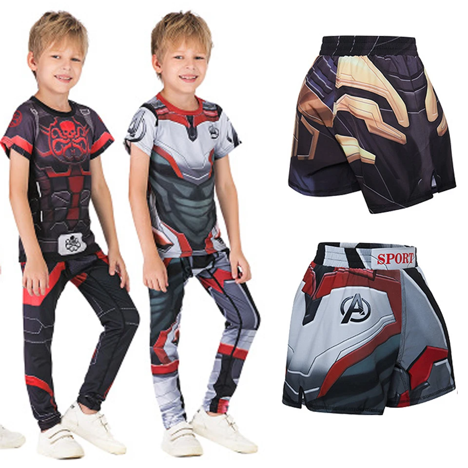 Детские компрессионные трикотажные штаны Rashguard для ММА Компрессионные шорты Bjj