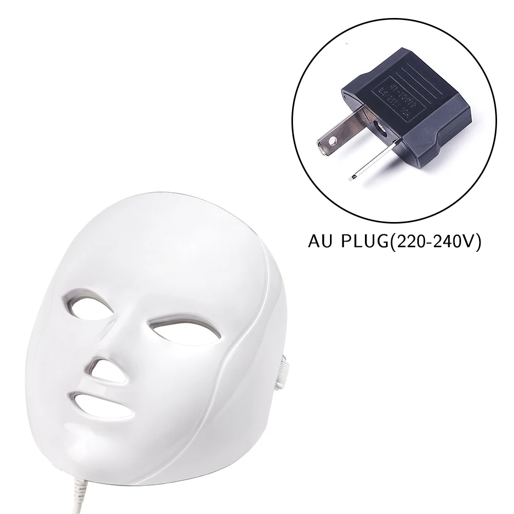AU Plug Светильник Photon Led, 7 цветов, терапевтическая маска для лица, маска для красоты, удаление морщин, акне, светильник, терапия, омоложение кожи, инструмент для ухода за лицом - Цвет: AU Plug