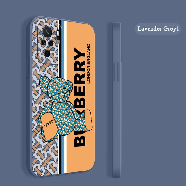 English Bear Case For Xiaomi Redmi Note 10 10S 9T 9 8 7 Pro Max Redmi 9 9A 9T K40 K30 K20 Pro Soft Liquid Silicone Phone Cover Lavender Gray1