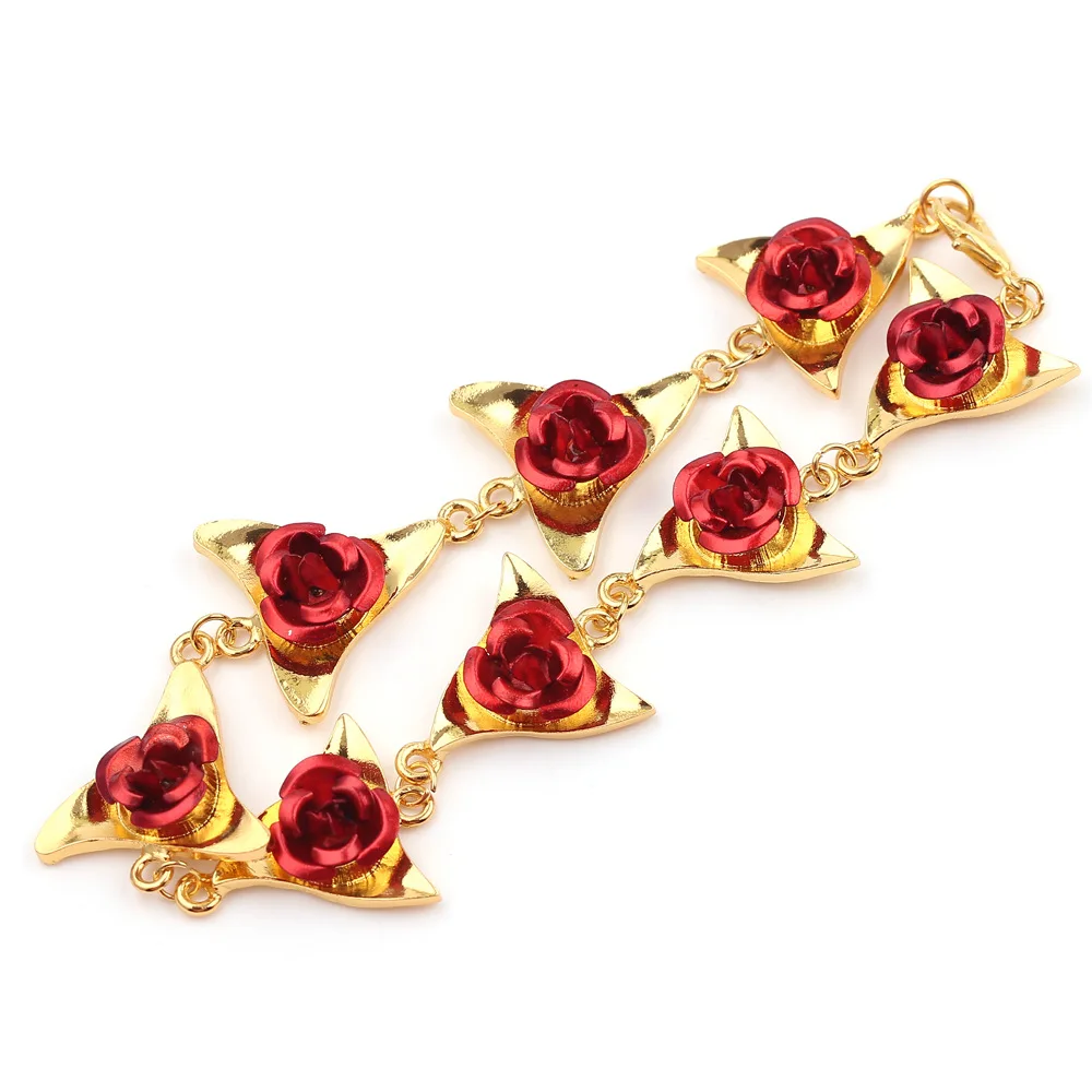 Брендовый Винтажный лепесток цветка розы браслет романтичный красный цветок сплав дизайн браслет для мамы Женщины Gils ювелирный подарок