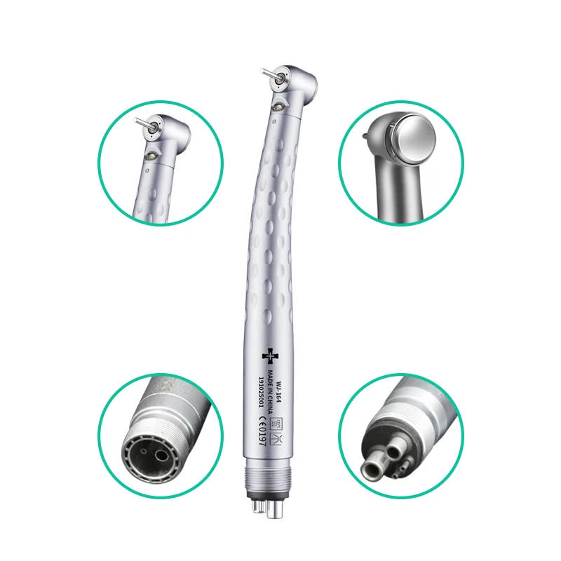 WenJian Dental LED Light E-Generator Air Turbine Push Button Standard Head Three Water Spray 2/4 Hole Handpiece Dentist Drill | Красота и