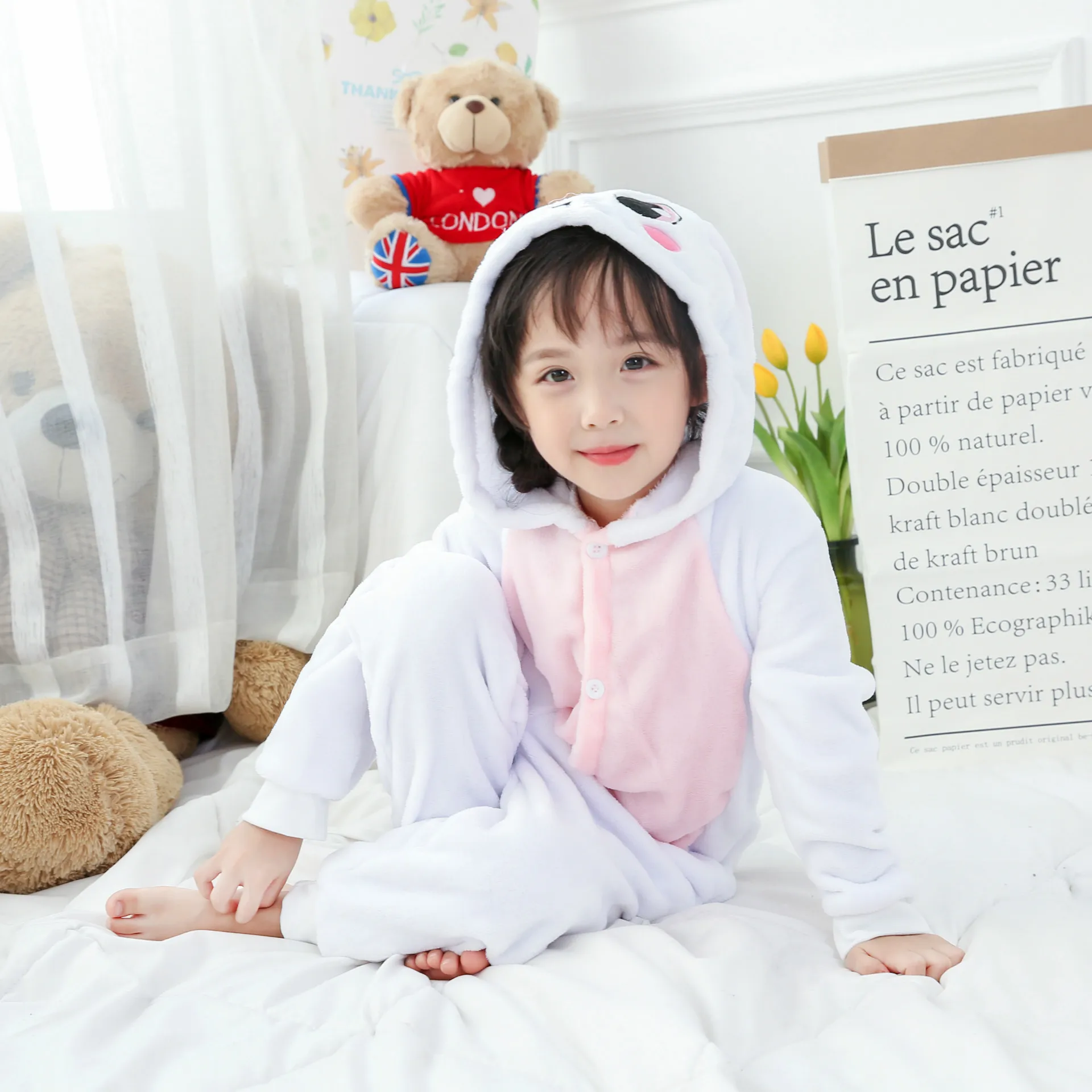 Пижамы для мальчиков и девочек Onesie новый стиль детские пижамы зимняя Фланелевая