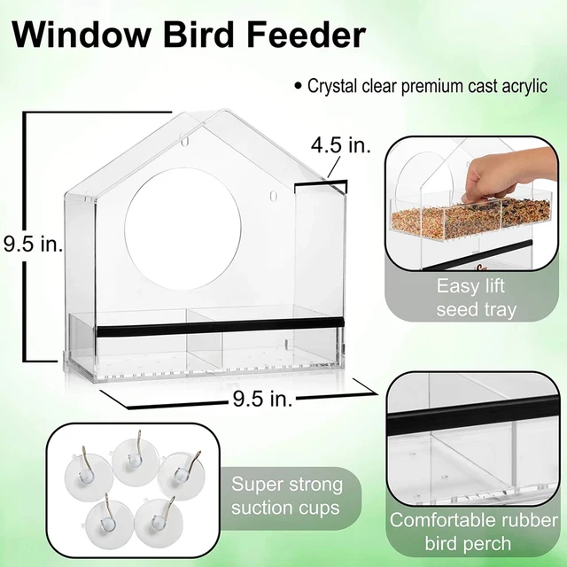 FIGFYOU Mangeoire Oiseaux Fenêtre en Acrylique Mangeoire Oiseaux