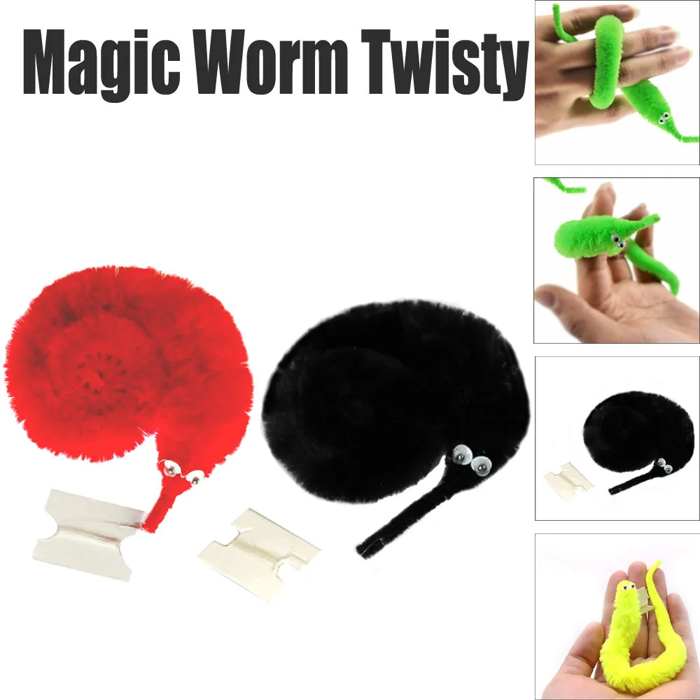 

Magic Twisty Trick Toys Plush Magic Worm Fuzzy Worm Kid Trick Toy kids street Magic Tricks Toys for children