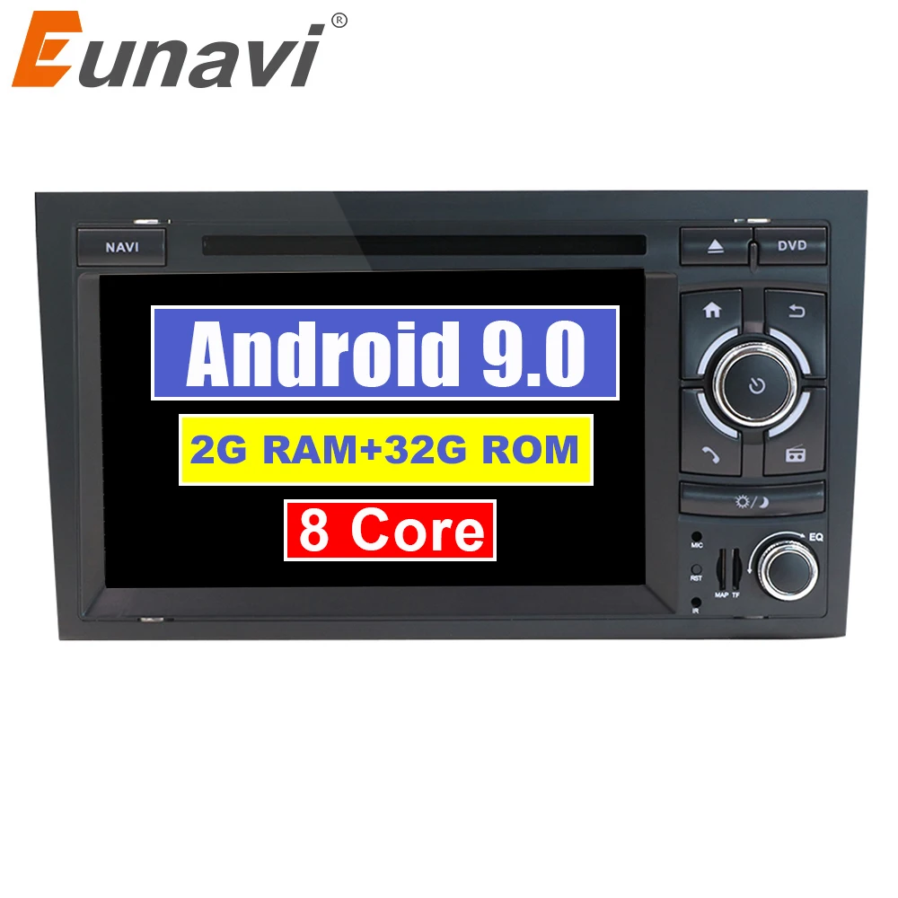 Eunavi Octa 8 ядер 2 Din Автомобильный мультимедийный плеер gps Android 9,0 DVD Automotivo для Audi/A4/S4 2002-2008 радио ram 2 Гб rom 32 ГБ