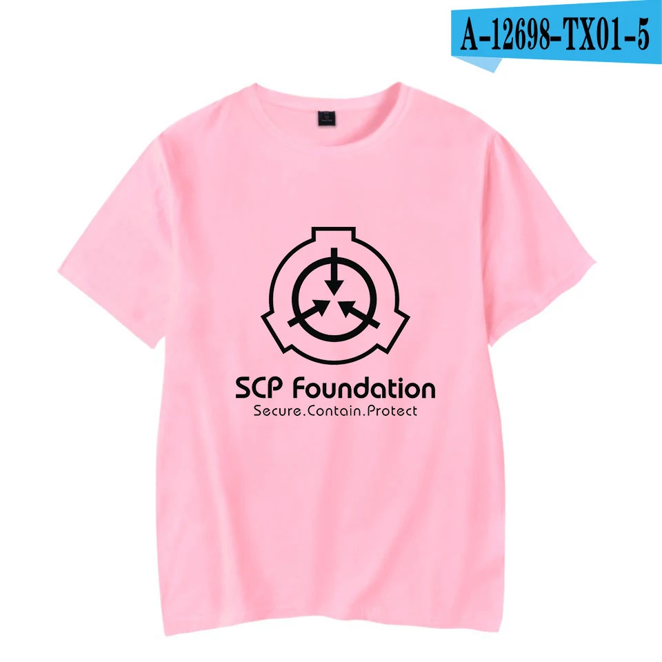 Модная черная футболка SCP с коротким рукавом для мужчин/женщин, летняя Хлопковая мужская футболка в стиле хип-хоп, тональные футболки Hatajuku SCP - Цвет: pink