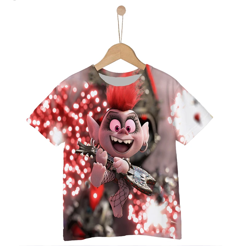 2021 Trolls world tour 3D Print T shirt Boys and girls Trolls Tee Tshirt Funny Cartoons Graphics Unisex Children Casual Tops 2