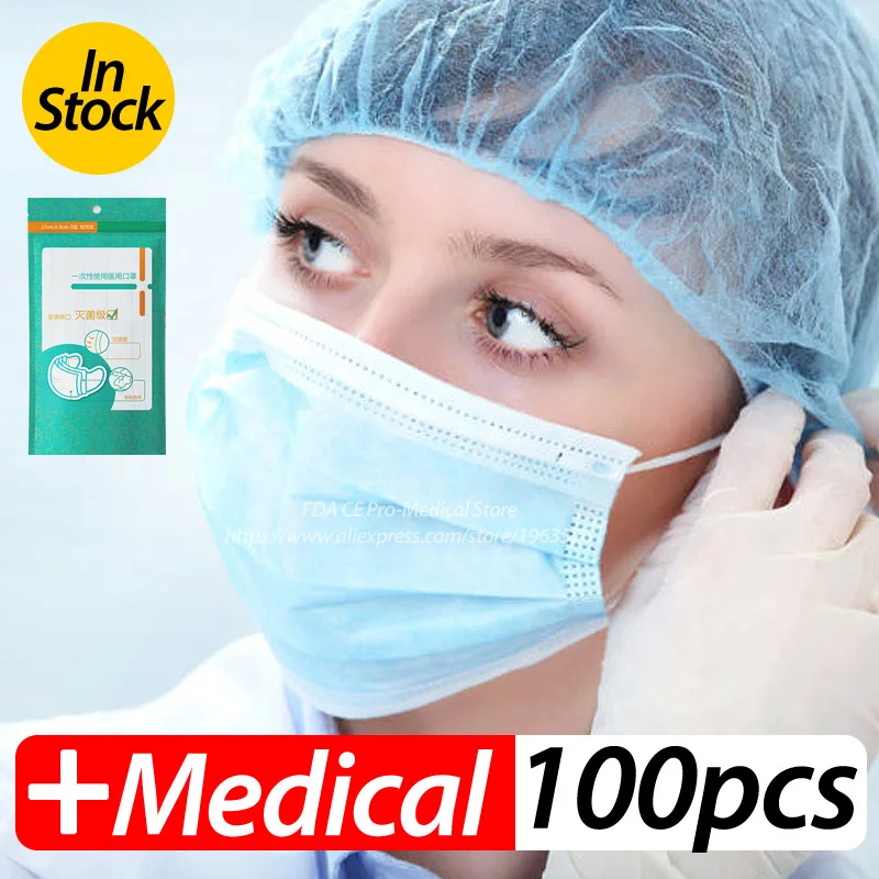 

Real Mask 100Pcs/Pack 3-Ply PM2.5 Nonwoven Disposable Elastic Mouth Soft Breathable Flu Hygiene Face MasksN0451