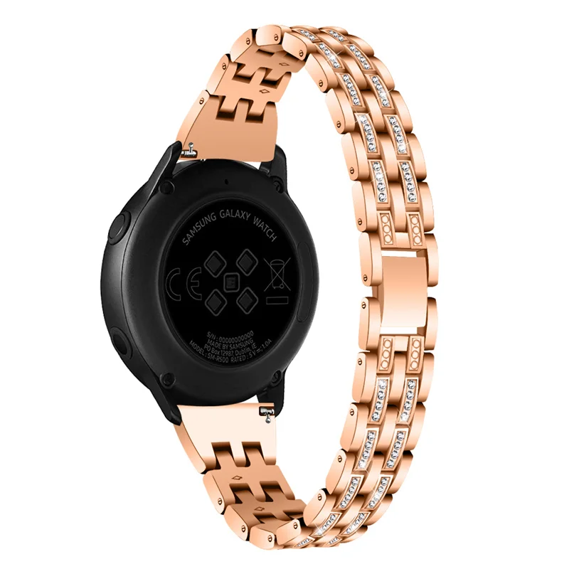 Шикарные Ремешки для наручных часов samsung Galaxy Watch 42 мм активный ремешок 20 мм ремешок из нержавеющей стали браслет со стразами алмаз для шестерни спорта
