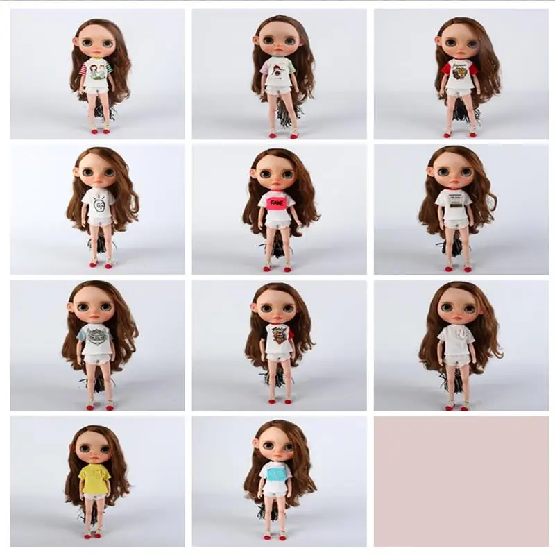 Ручная работа, 1 шт., модная футболка blyth Dolls с принтом, Изысканная футболка для кукол blyth 1/6, аксессуары, одежда