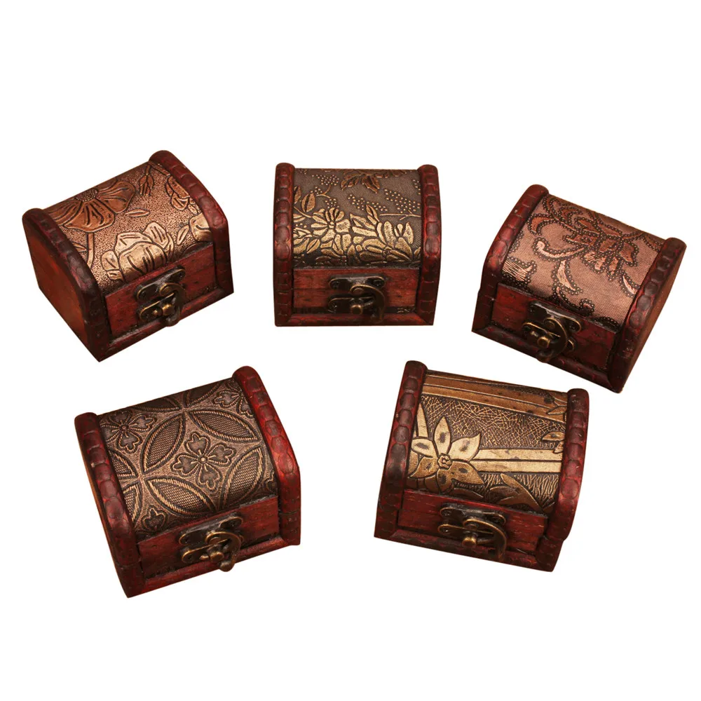 Vintage Wood Handmade Jewelry Box Ring Organizer Storage Jewelry Case Gift US 