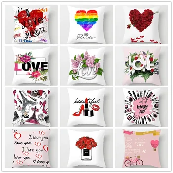 

2020Valentine's Day Love Decorative Pillow Cushion Covers Pillowcase Cushions for Sofa Polyester Pillowcover cuscini decorativi