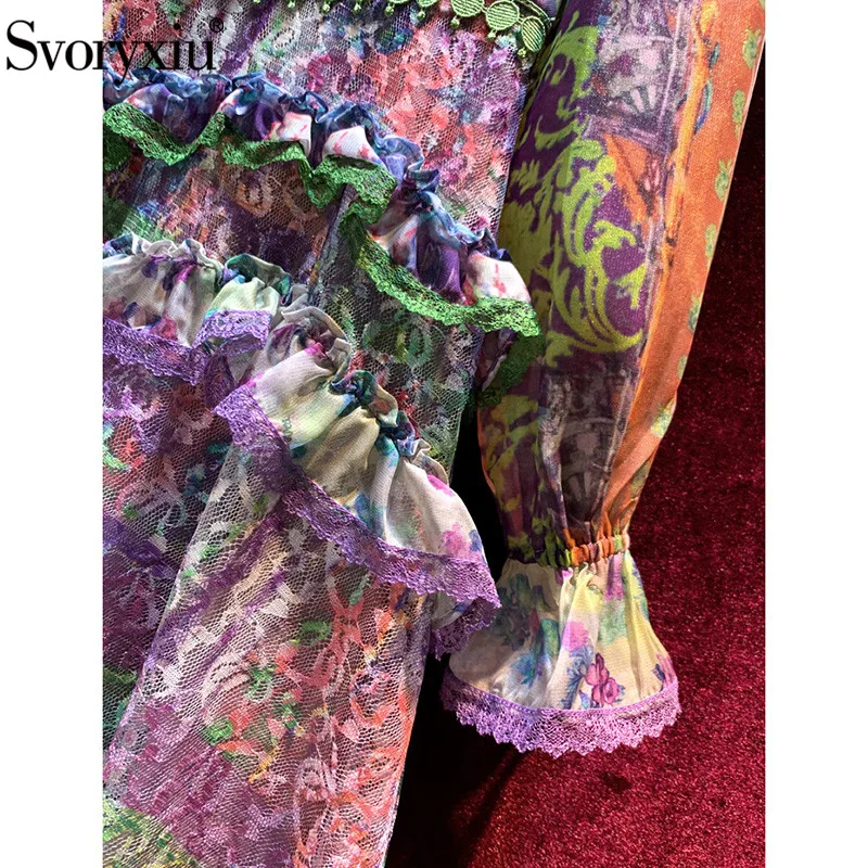 Svoryxiu Designer Fashion Autumn Party Lace Print