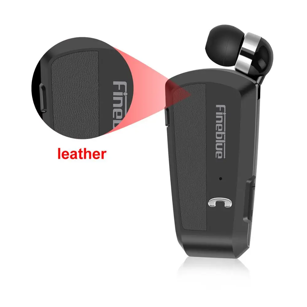 leather black Fineblue F990 с микрофоном бизнес Bluetooth бренд наушники шеи клип на Телескопический Тип Спорт стерео гарнитура - Цвет: leather black