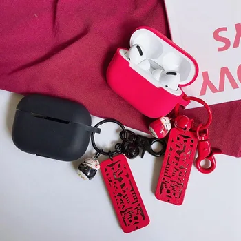 

For AirPods Pro Case Cute Lucky Cat Pendant Key Ring Accessories Silicone Case Wireless Earphone Protection Cover