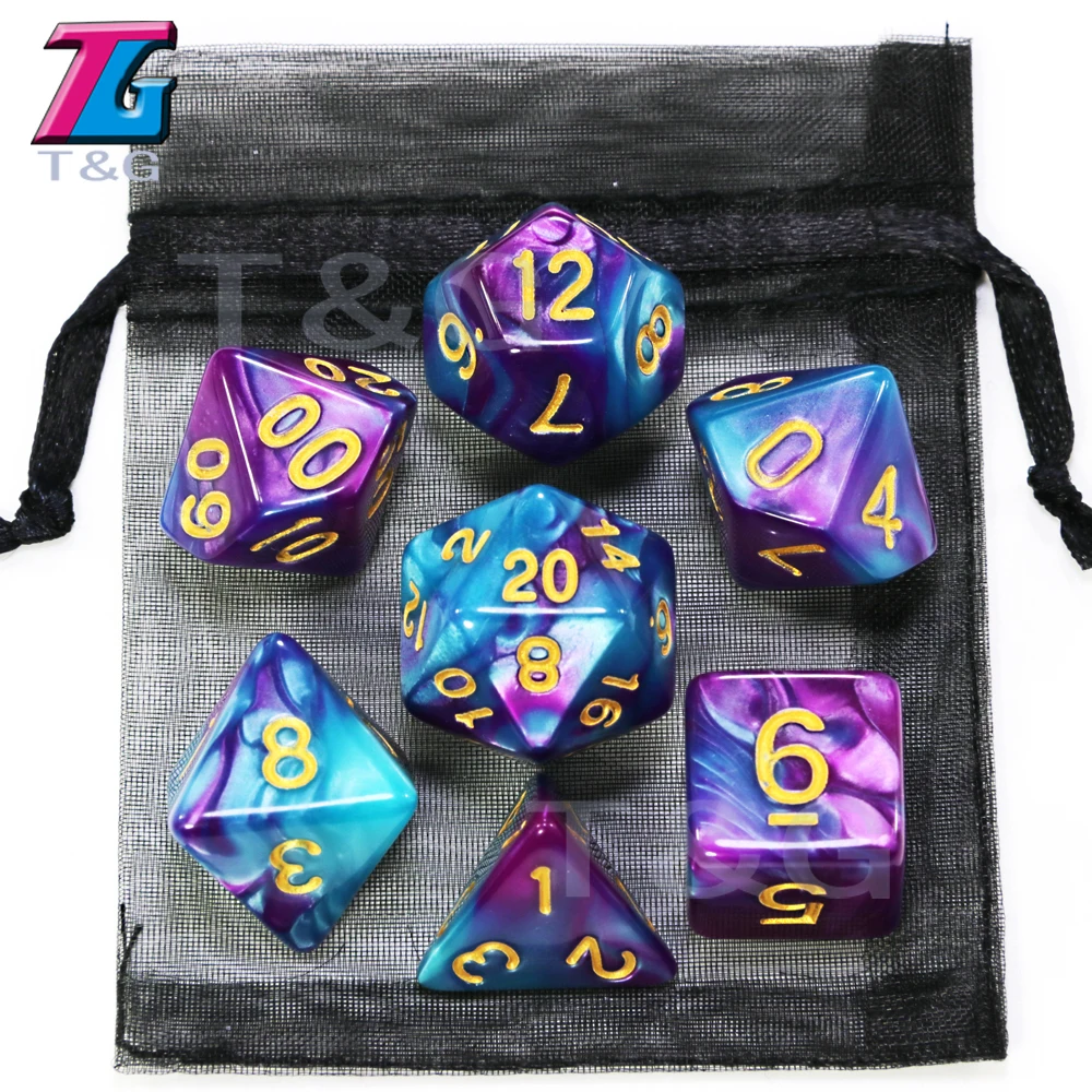 High Quality Mix Colors Gold Ink Dice with Bag Kids Plastic Cubes Special Birthday Gift DnD Boardgame|Настольные игры| |