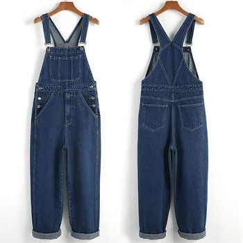 

Denim overalls men straight straight loose wide legs denim casual couple jumpsuit