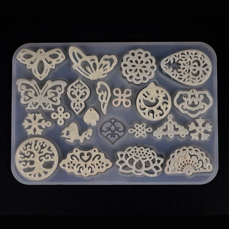 

1PCS Translucent Silicone Mold Vintage Hollow Earring Pendant DIY Jewelry Making Tool Moulds UV Epoxy Resin Decorative Craft