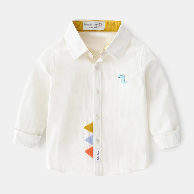 Baby Boys Shirts Long Sleeve Cartoon School Blouse Kids White Shirt For Toddler Boys Blouse Children Tops Autumn