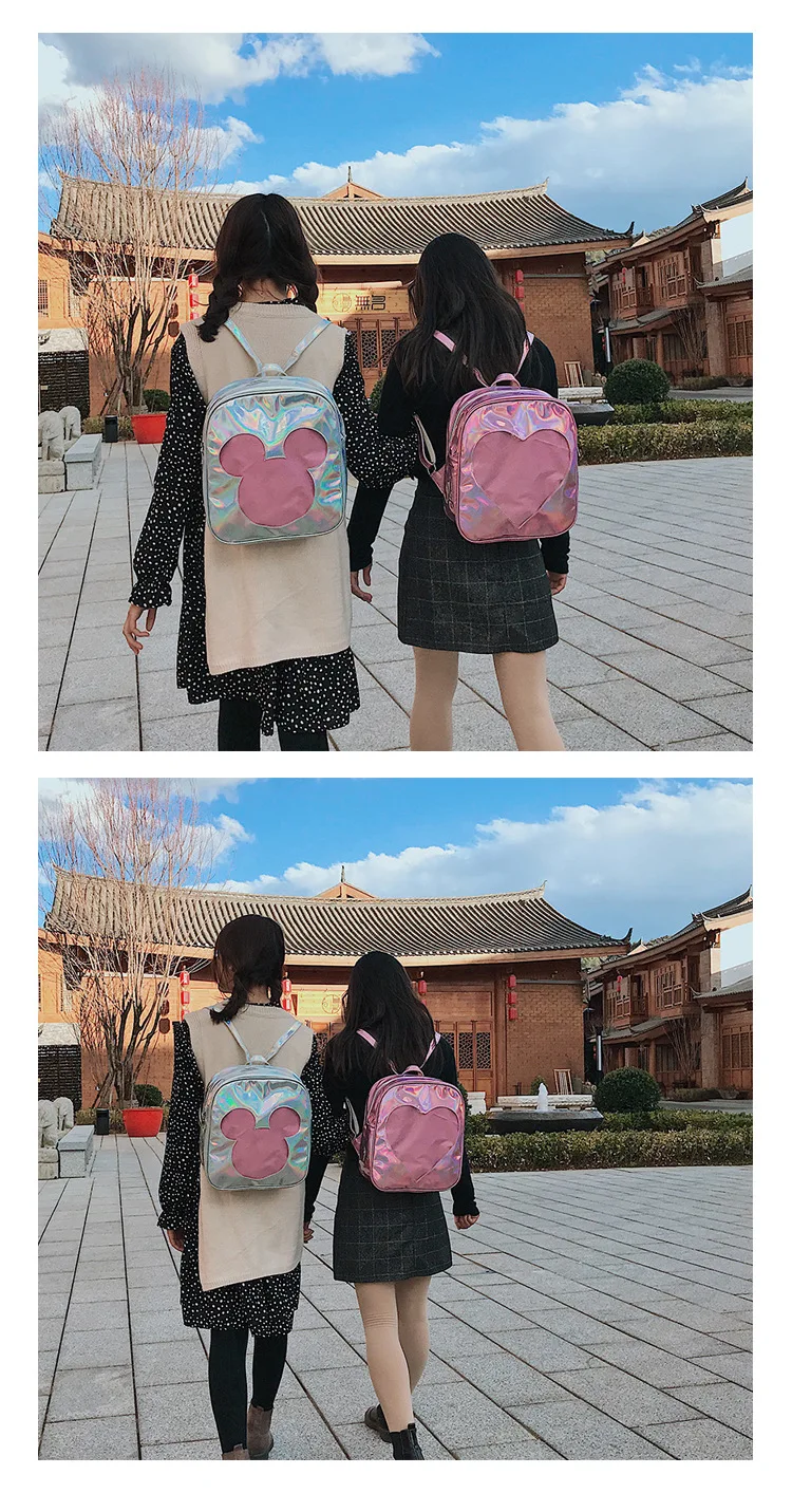 Дисней Минни Маус леди лазерный рюкзак модный милый шопинг путешествия большой емкости школьный студенческий рюкзак Микки Маус