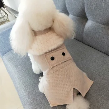 

Autumn and winter new pet clothes woolen coat Teddy dog clothes small fragrance wind fur collar tuxedo