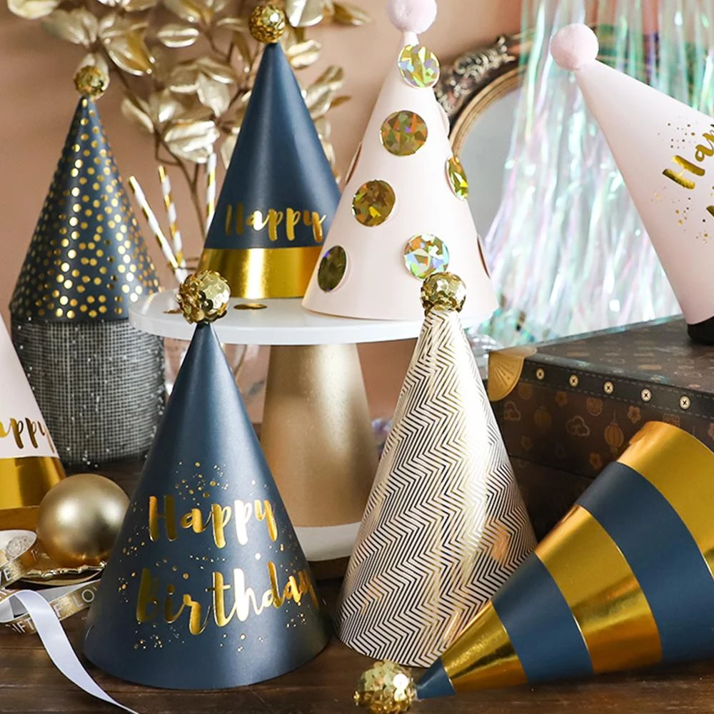 Sombrero de cumpleaños para niños, gorros de papel de feliz cumpleaños, gorro de corona de Príncipe y princesa, decoración fiesta para niño y niña, decoraciones para fiesta de cumpleaños|Sombreros de fiesta| -