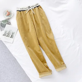 

2020 Autumn & Winter New Arrival Solid Corduroy Harem Pants Female Loose Stretch Casual Nine Points Feet Trousers Free Shipping