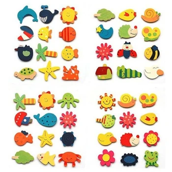 

Brand New12pcs/pack Colorful Baby Wooden Animal Cartoon Fridge Magnets Educational Kids Toys Gift Ideas
