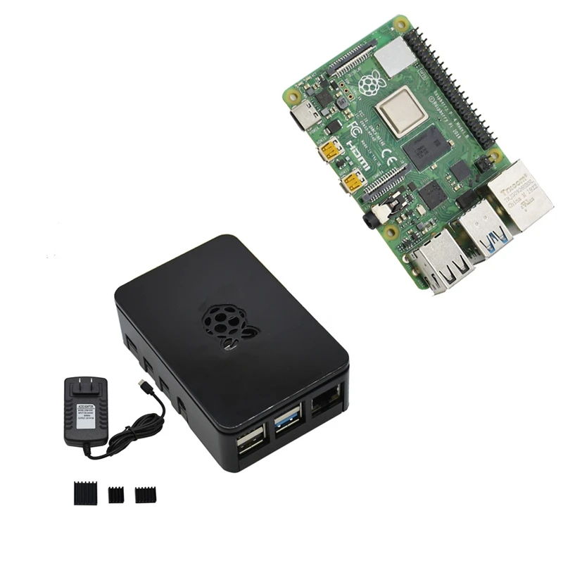 Для Raspberry Pi 4B ABS черный чехол 2G ram DIY Kit с радиатором 5V 3A адаптер питания для Raspberry PI 4 Модель B
