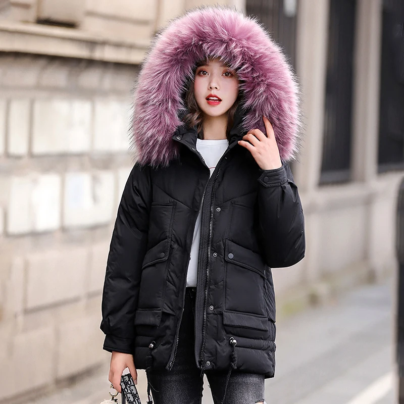

Women Big Fur Pocker Parkas Winter New Jacket Lady casual Padded Coat Plus size 5XL 100kg Long Quilted Female Oversize Outerwear