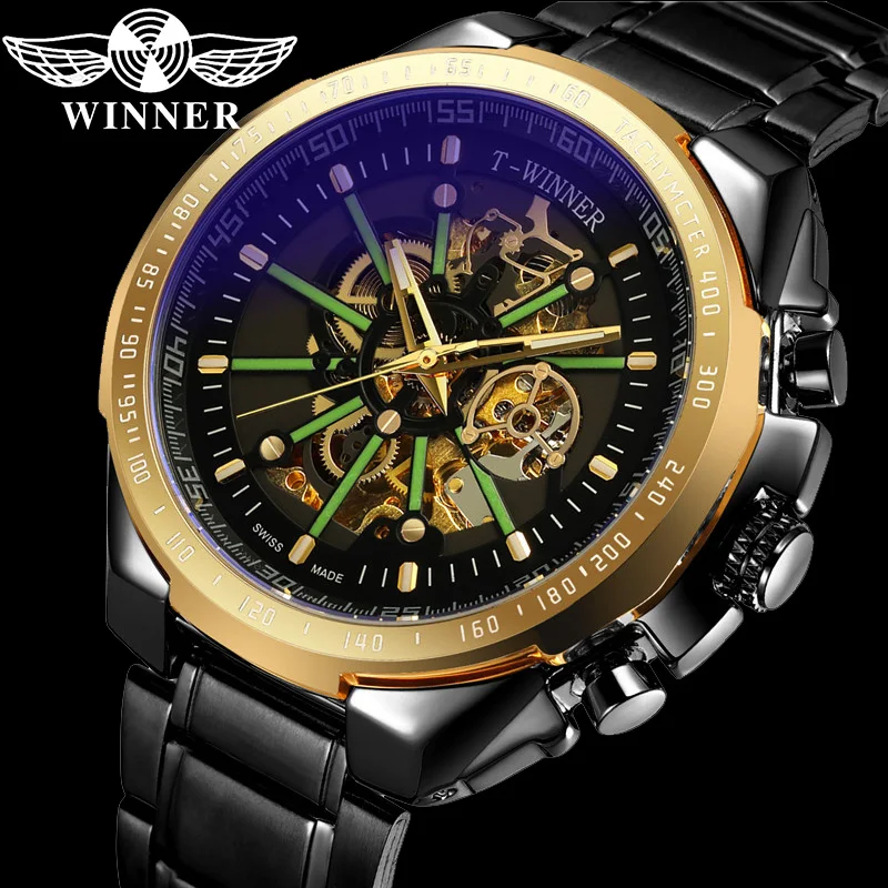 Автоматические механические мужские наручные часы WINNER спортивные в стиле