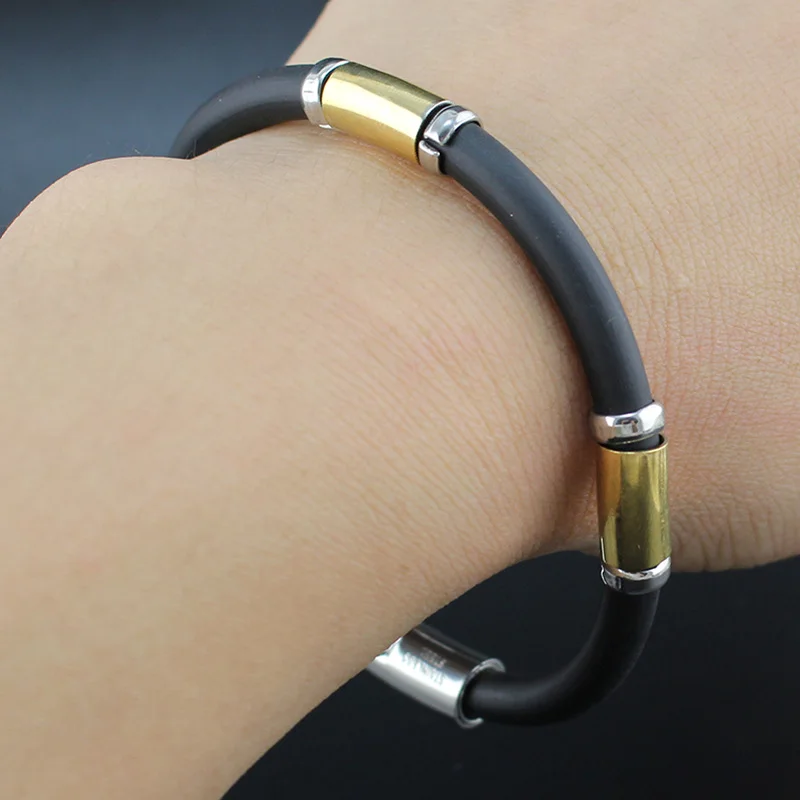 Мужской браслет цепь Hapiship 2018 из нержавеющей стали силиконовый GJ024|silicone bangles|bracelet