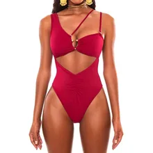 Ассиметричный сдельный купальник с высокой талией и принтом, женский купальник, женский купальник с вырезами, купальный костюм, монокини