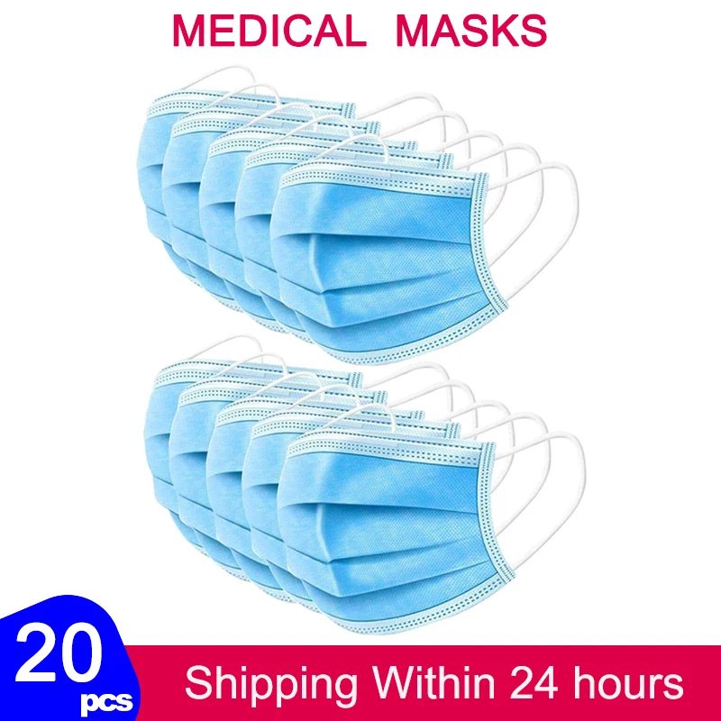 

20PCS/40PCS Disposable Medical Surgical virus mask protection Soft & Comfortable Filter Safety Face Mask for air pollution