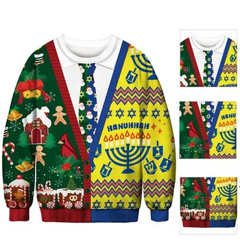 

2020 Men's and Women's Christmas Digital Snowman Printed Pullover O-Neck Loose Autumn and Winter Sweater Lovers Clothes Pullover