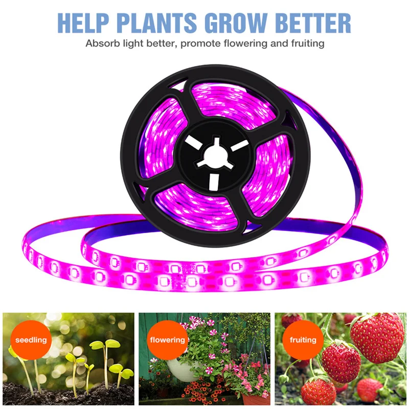 Usb Plant Grow Strip 2835 Smd Led Grow Light 0.5M 1M 2M 3M Usb Full Spectrum Led Phyto Tape Lighting Lampadina Per Piante Impermeabile
